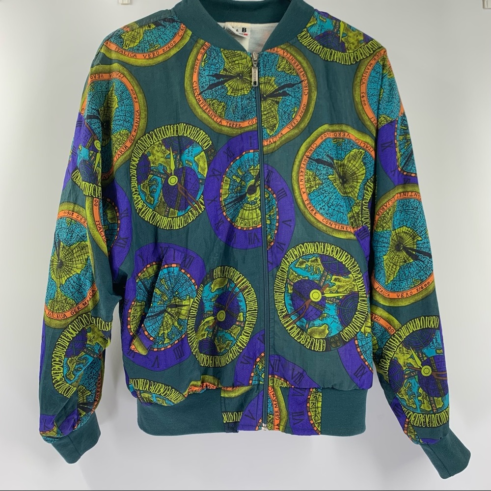 vintage b&b clock colorful windbreaker jacket